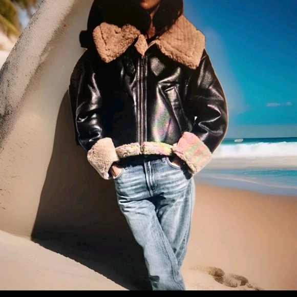 ZARA Women's Double Faced Biker Jacket(Brown, US M, L, XL / EUR M, L, XL) - Picture 2 of 15